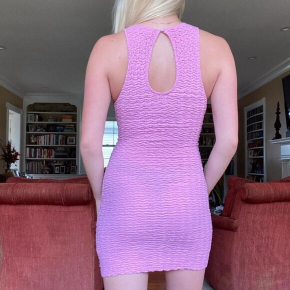 barbie pink bodycon highneck keyhole dress - Picture 2 of 4